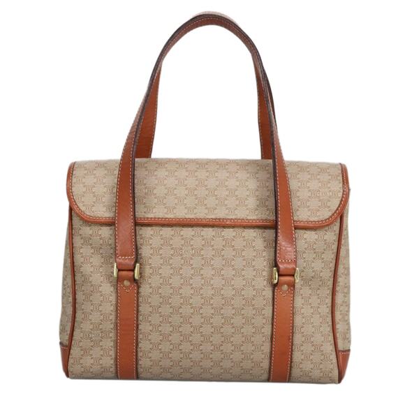 CELINE Macadam Canvas Hand Bag Beige Gold - Picture 3 of 13